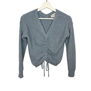 Jessica Simpson Sweater Womens Small Knit Top V Neck Blue Fall Cropped Casual